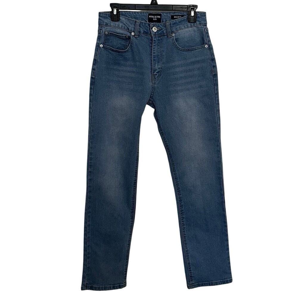 Rebel & Soul | Men’s Regular Fit Medium Wash Straight Let Jeans 30x30